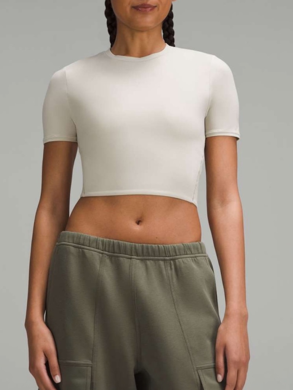 Lululemon Wundermost Ultra-Soft Nulu Crewneck Cropped T-Shirt•Mojave Tan